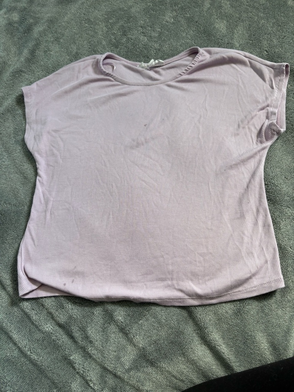 Pink Rose Lilac Ribbed Short Sleeve Tee